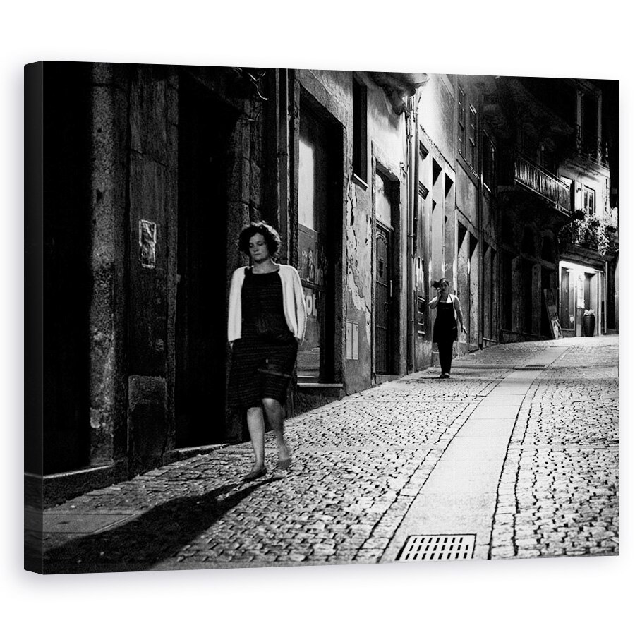 Tablou canvas - Uita-Te La Ei, Strada, Alb-Negru, Caine, Sezand, Telefon, 80 x 100 cm