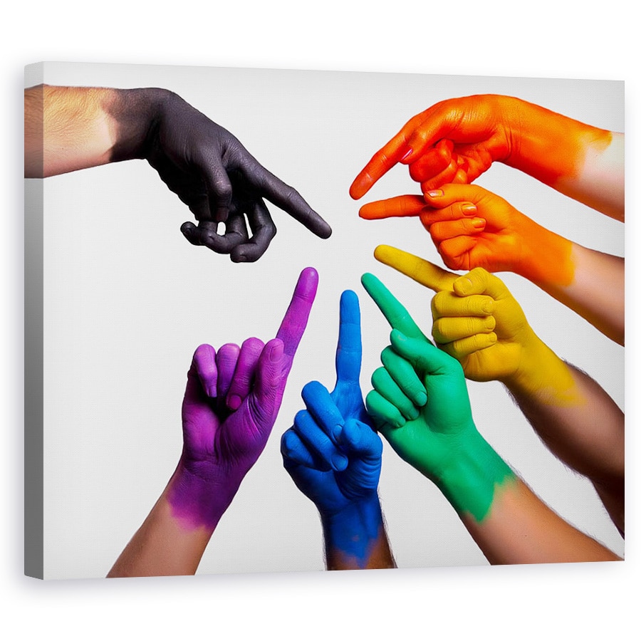 Tablou canvas - Crede In Dragoste, Curcubeu, Maini, Incluziune, 24 x 30 cm