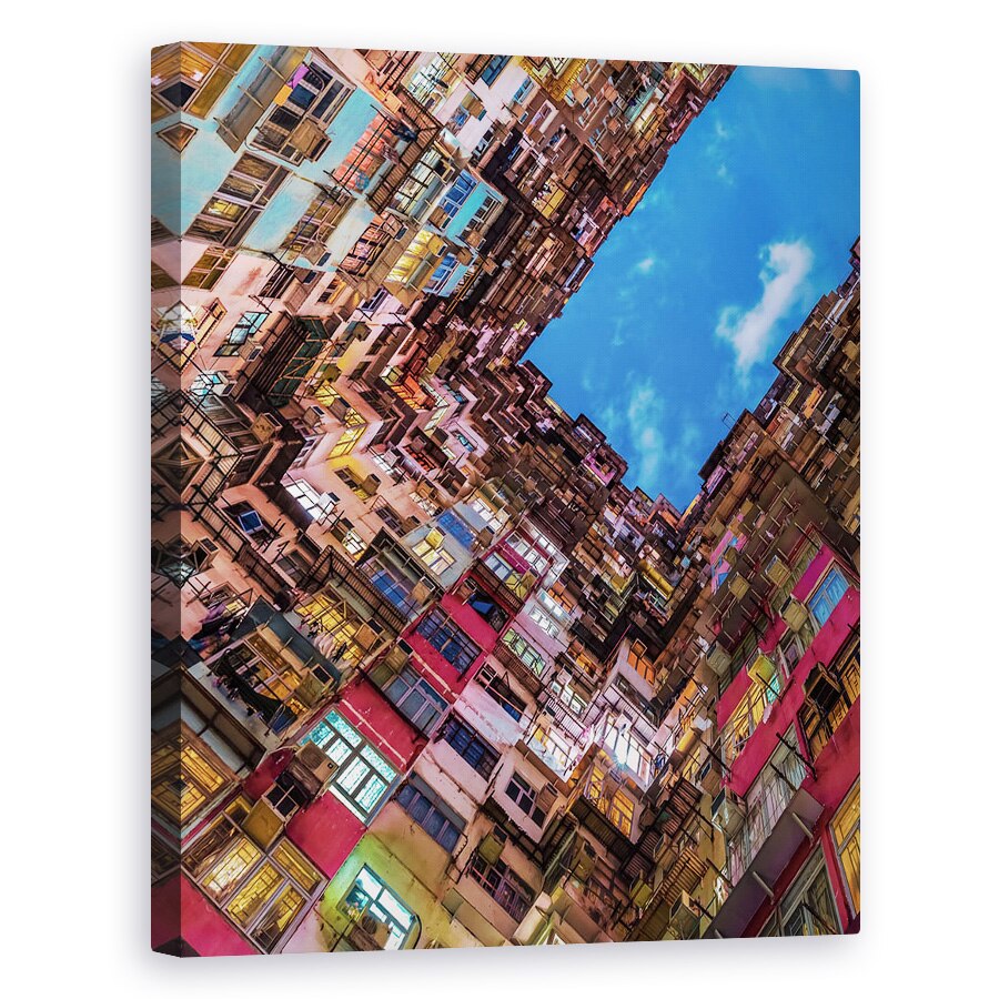 Tablou canvas - Priveste In Sus, Complex, Cladiri, Apartamente, Culori, Patrat, 24 x 30 cm