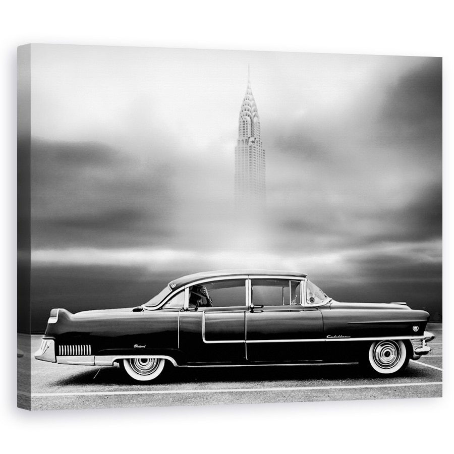 Tablou canvas - O Fisura In Lume, Editare Creativa, Alb-Negru, Clasic, Masina, Vechi, 60 x 75 cm