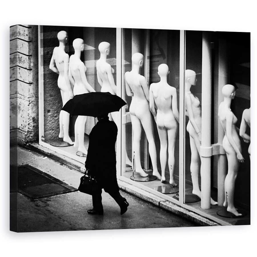 Tablou canvas - Indiferent, Papusa, Manechin, Umbrela, Ploaie, 24 x 30 cm