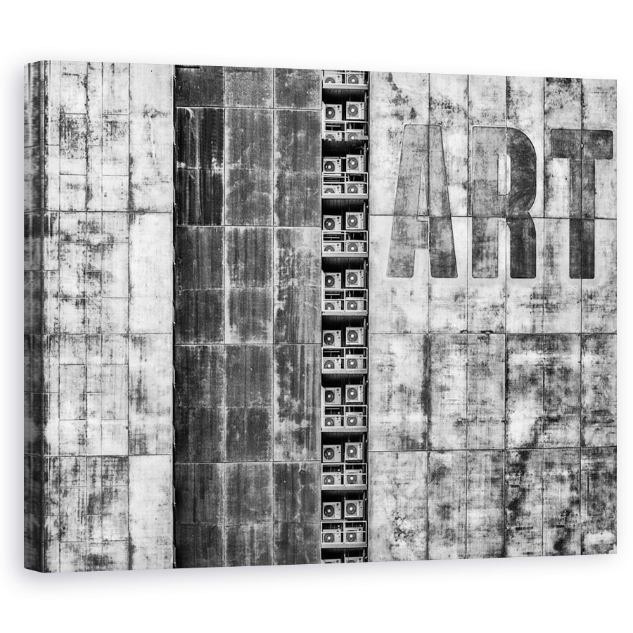 Tablou canvas - Palatul Gritty, Arta, Arhitectura, Grunge, Abstract, Alb-Negru, 24 x 30 cm