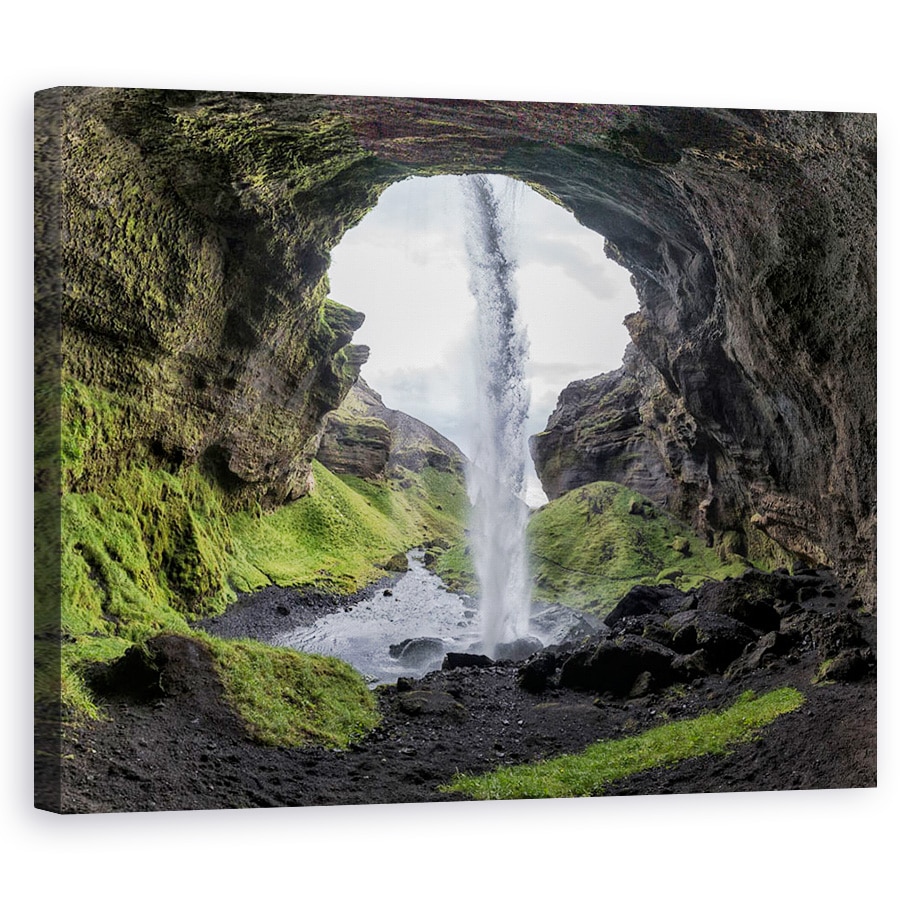 Tablou canvas - Cascada Ascunsa, Islanda, Expunere Indelungata, Peisaj, Cascada, Pestera, 60 x 75 cm