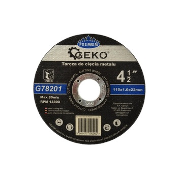 Disc de taiere a metalului inox GEKO PREMIUM 115x1,0mm, G78201 Disc de taiere a metalului inox GEKO PREMIUM 115x1,0mm, G78201
