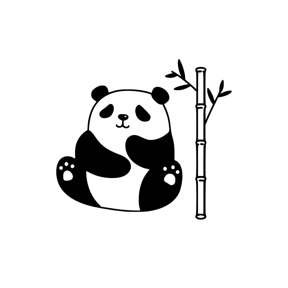 Sticker Autocolant Decorativ Perete Panda, 47×43 cm, Negru, Oracal