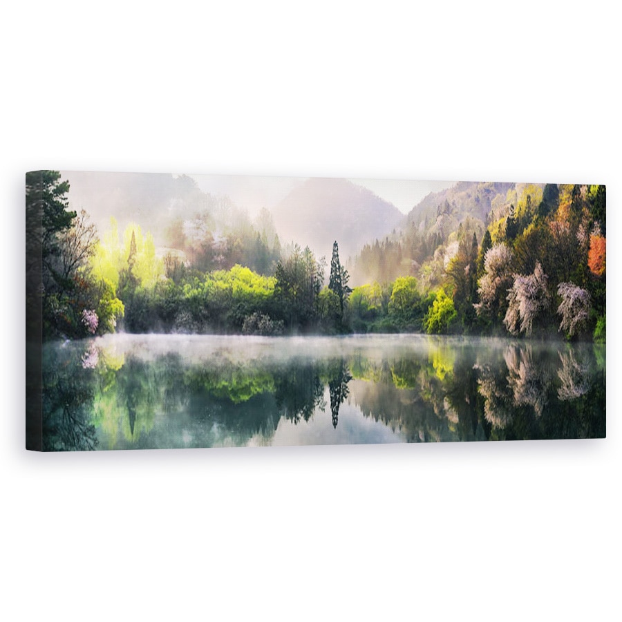 Tablou canvas - Calmul Diminetii, Ceata, Reflectie, Lumina, Floare, 50 x 150 cm
