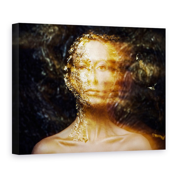 Tablou canvas - Epoca Colapsului, Fantoma, Aur, Auriu, Fata, Femeie, 60 x 80 cm