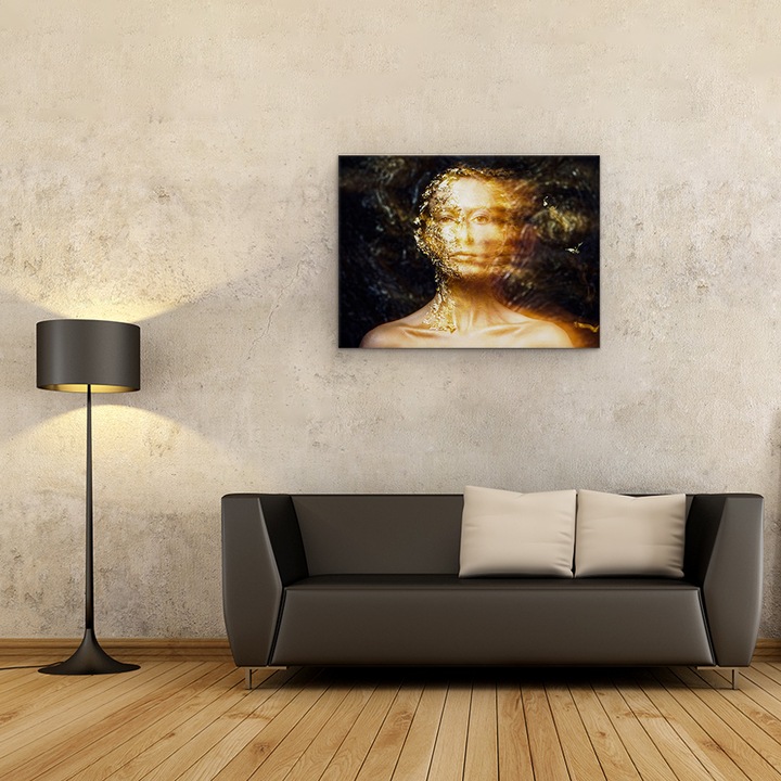 Tablou canvas - Epoca Colapsului, Fantoma, Aur, Auriu, Fata, Femeie, 60 x 80 cm