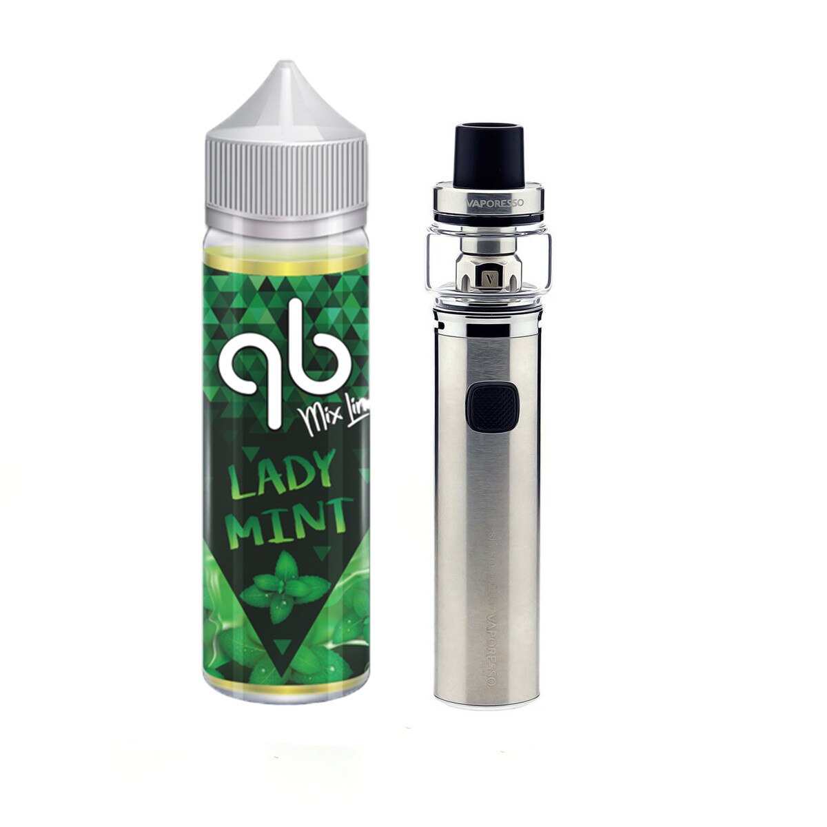 Set Tigara Electronica Vaporesso Sky Solo Plus 3000mAh ,8ml , Argintiu + Lichid Lady Mint QB Mix Line 0 mg, 50 ml