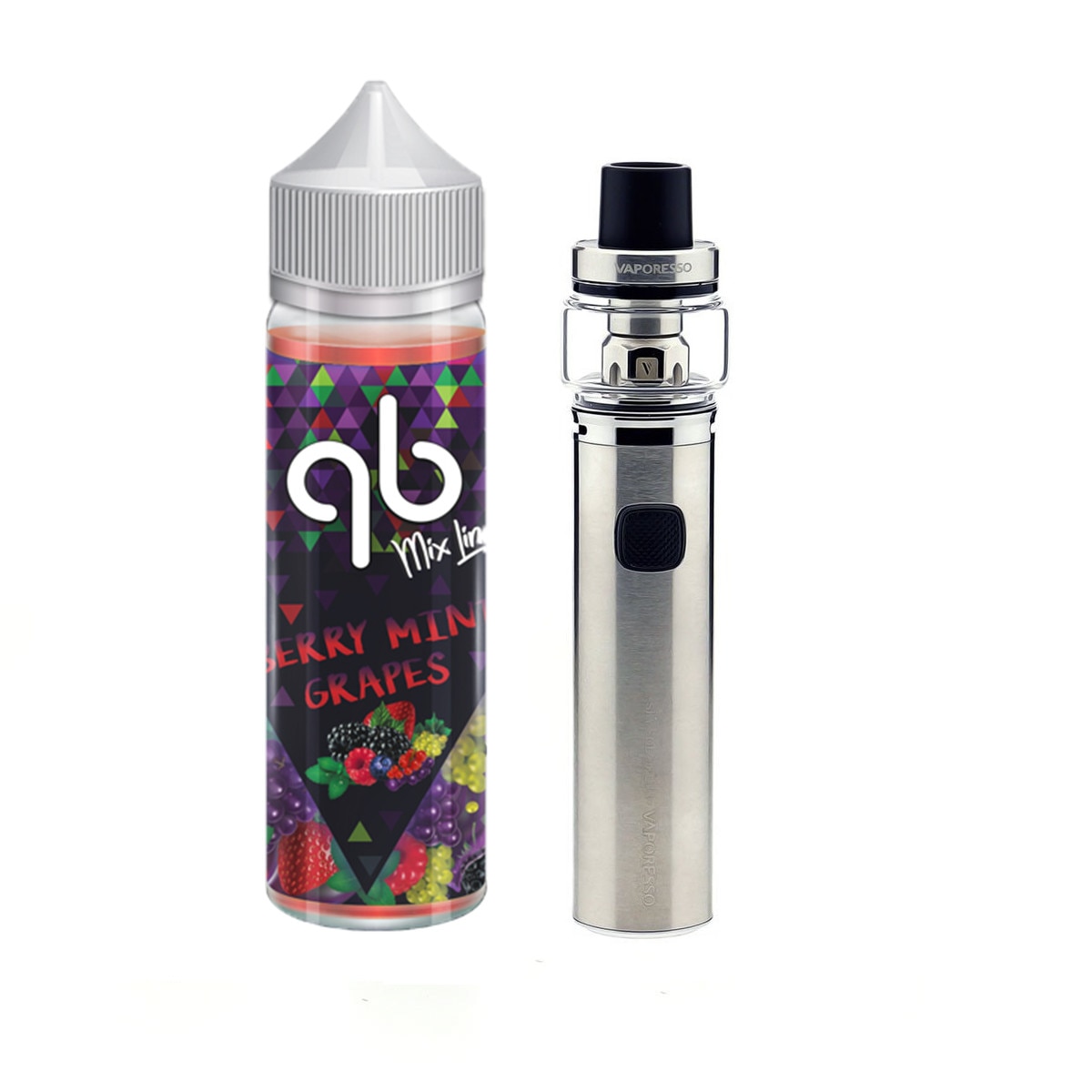 Set Tigara Electronica Vaporesso Sky Solo Plus 3000mAh ,8ml , Argintiu + Lichid Berry Minty Grapes QB Mix Line 0 mg, 50 ml