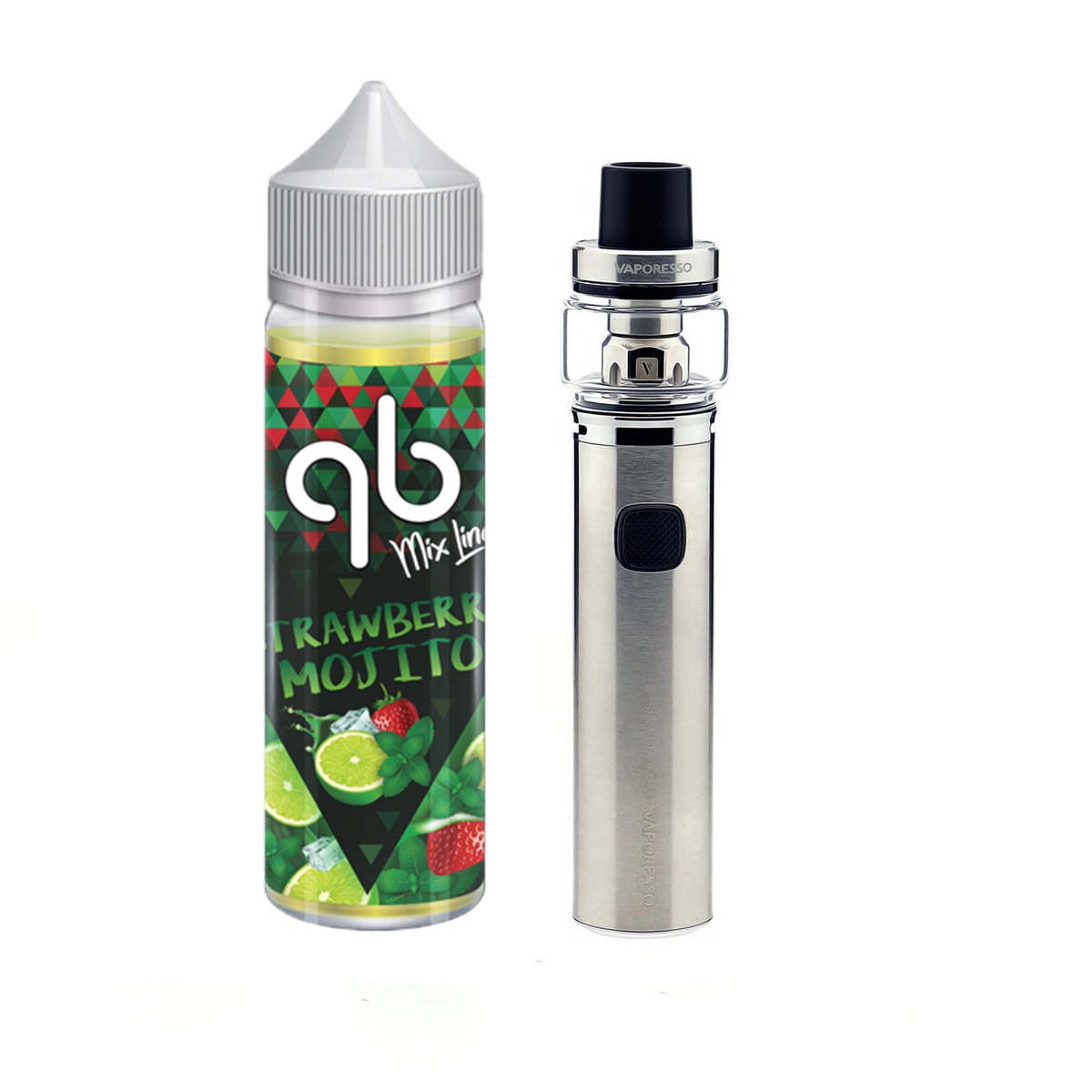 Set Tigara Electronica Vaporesso Sky Solo Plus 3000mAh ,8ml , Argintiu + Lichid Strawberry Mojito QB Mix Line 0 mg, 50 ml