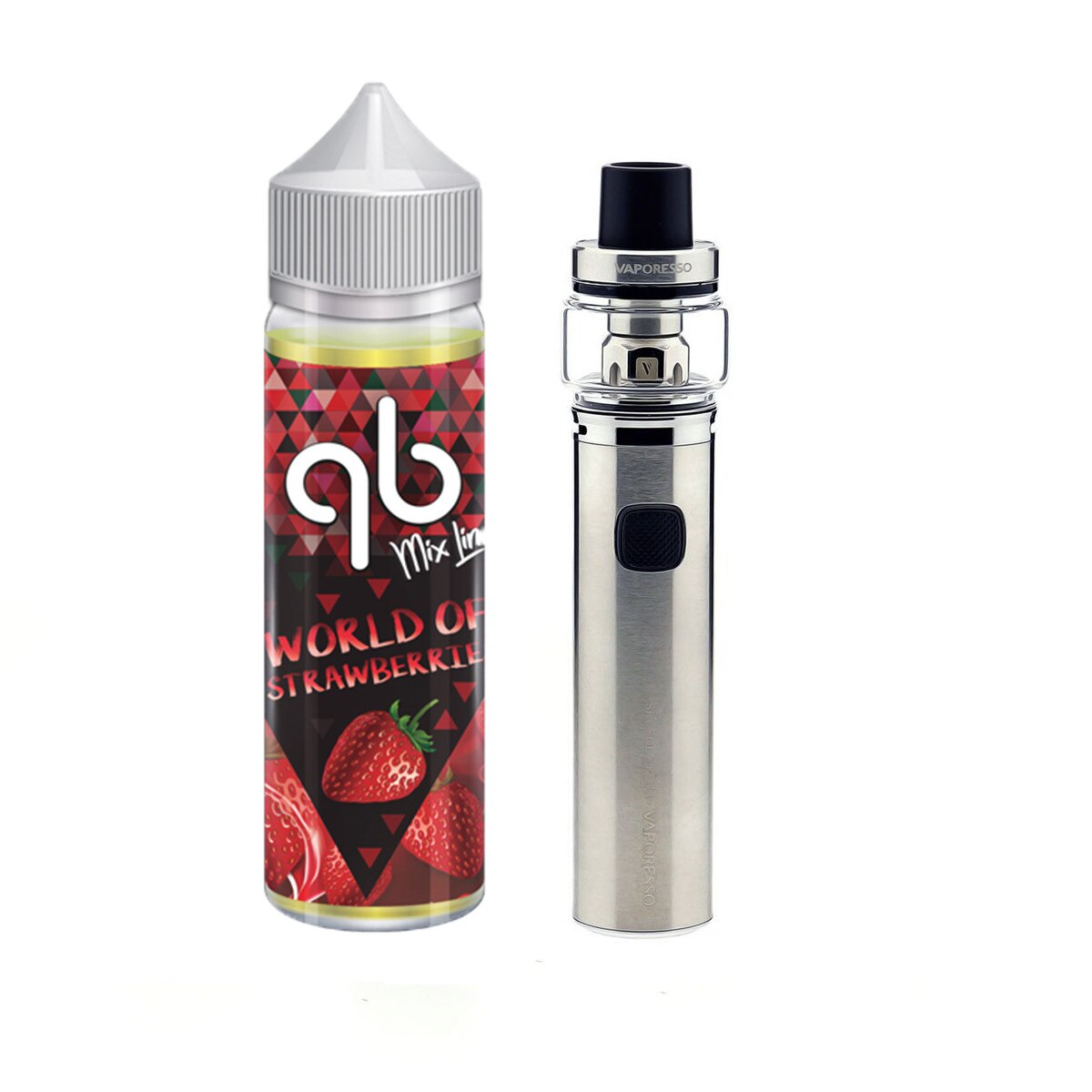 Set Tigara Electronica Vaporesso Sky Solo Plus 3000mAh ,8ml , Argintiu + Lichid World of Strawberries QB Mix Line 0 mg, 50 ml