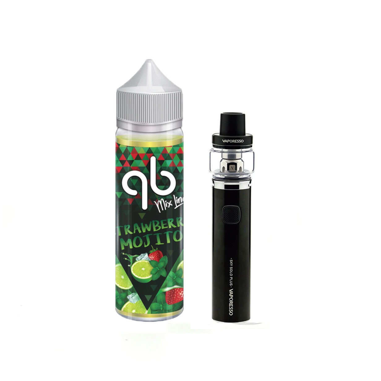 Set Tigara Electronica Vaporesso Sky Solo Plus 3000mAh ,8ml , Negru + Lichid Strawberry Mojito QB Mix Line 0 mg, 50 ml