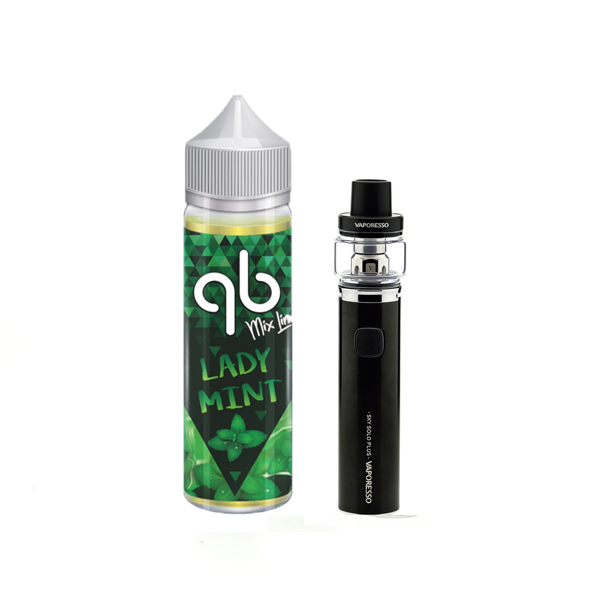 Set Tigara Electronica Vaporesso Sky Solo Plus 3000mAh ,8ml ,Negru + Lichid Lady Mint QB Mix Line 0 mg, 50 ml