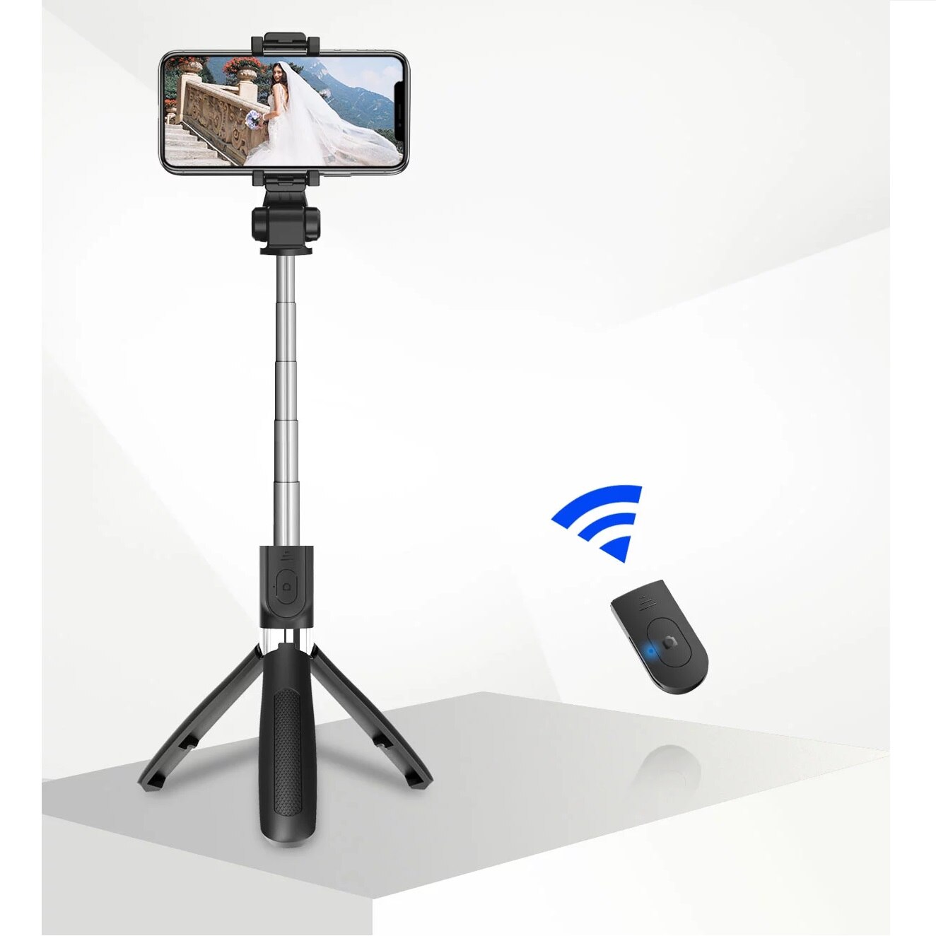 Sophisticated suspension Portrayal Selfie stick / tripod / suport telefon 3 in 1, telecomanda Bluetooth  detasabila, rotire si unghi inclinare reglabil, TLK002-1 - eMAG.ro