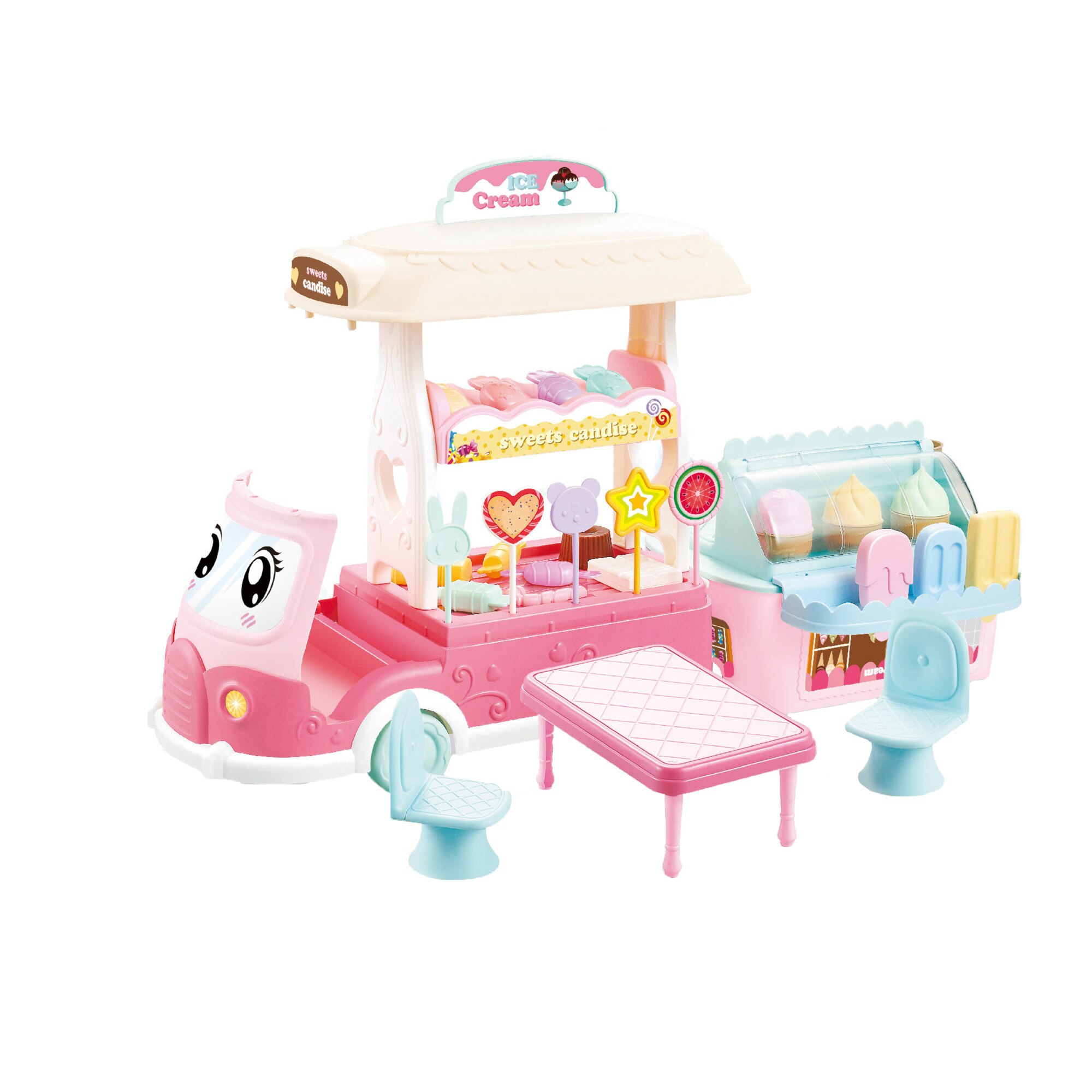 Set de joaca M-Toys Masinuta cu inghetata si bomboane, Roz