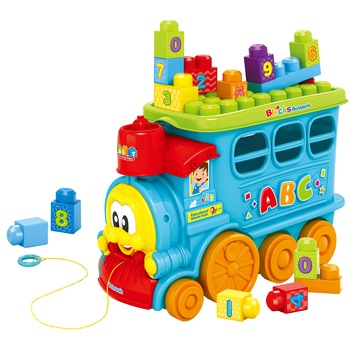 Set cuburi de constructie M-Toys cu locomotiva, 48 piese Set cuburi de constructie M-Toys cu locomotiva, 48 piese