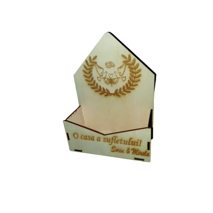 Cutie mica pentru Aranjamente Florale, Coroana Lauri, Lemn, 15x7 cm, U014