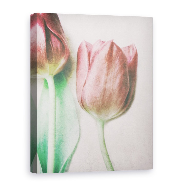 Tablou canvas - Iubitorii De Primavara, Lalele, Natura Moarta, Textura, Floare, 90 x 120 cm
