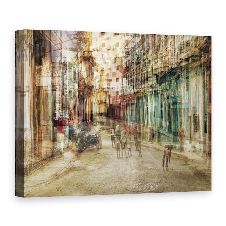 Napi jelenet Havanna belvárosában, Kuba, Karib-tenger, utca - Vászonkép, 60 x 80 cm
