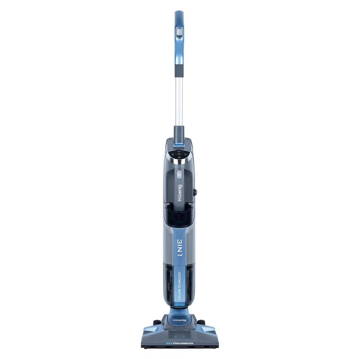 Mop cu abur H.Koenig, ARYA600, 3in1, cu functie de aspirare si curatare cu aburi, rezervor de apa detasabil, presiune 4 bar, incalzire rapida 30 secunde, capacitate rezervor praf 1 L, putere 1800 W, albastru