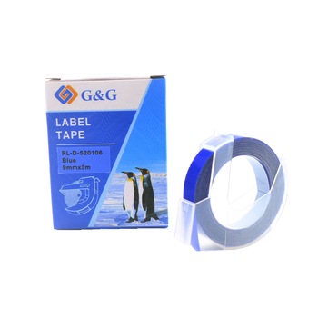 Banda Etichete G&G 3D plastic embosabile compatibil cu Dymo 520106, 9mm x 3m, blue Banda Etichete G&G 3D plastic embosabile compatibil cu Dymo 520106, 9mm x 3m, blue