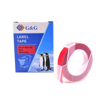 Banda Etichete G&G 3D plastic embosabile compatibil cu Dymo 520102, 9mm x 3m, red Banda Etichete G&G 3D plastic embosabile compatibil cu Dymo 520102, 9mm x 3m, red