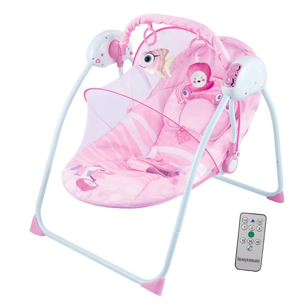 Balansoar bebelusi cu telecomanda, Ocean pink - Krista®