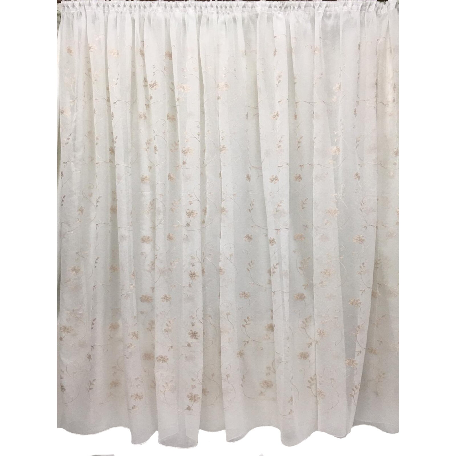 Perdea Inna, alba cu broderie beige 400X245cm, din in, cu rejansa by Liz Line - RD1524