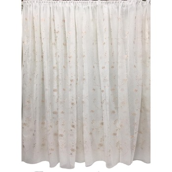 Perdea Inna, alba cu broderie beige 400X245cm, din in, cu rejansa by Liz Line - RD1524 Perdea Inna, alba cu broderie beige 400X245cm, din in, cu rejansa by Liz Line - RD1524