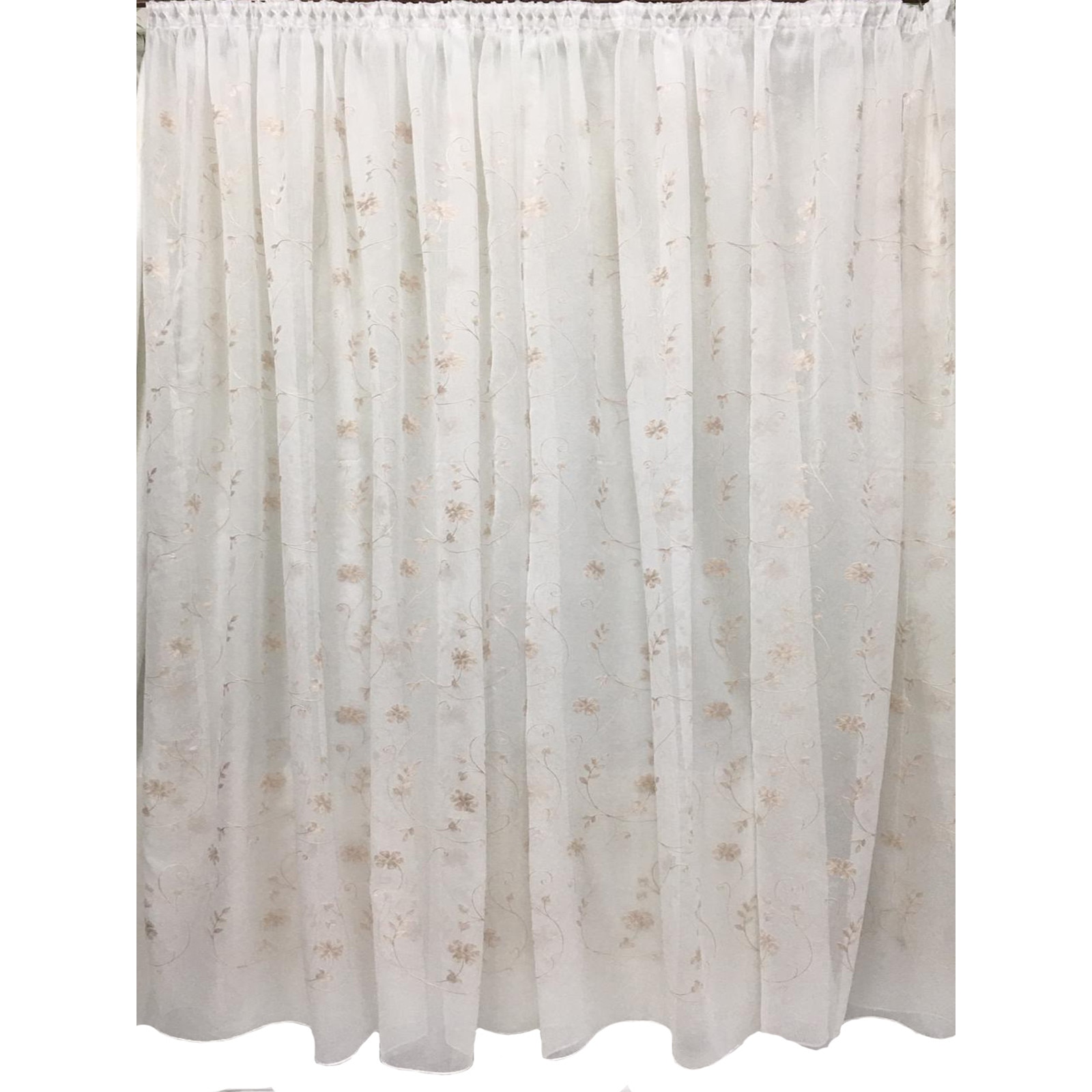 Perdea Inna, alba cu broderie beige 900X245cm, din in, cu rejansa by Liz Line - RD1529