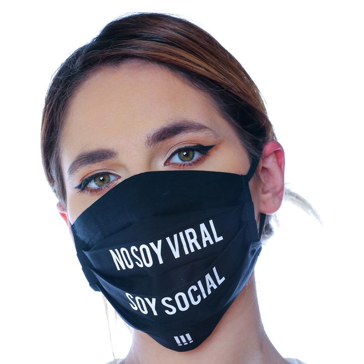 Masca inscriptionata, by Silvia Serban, neagra, BBC 100%, NO SOY VIRAL