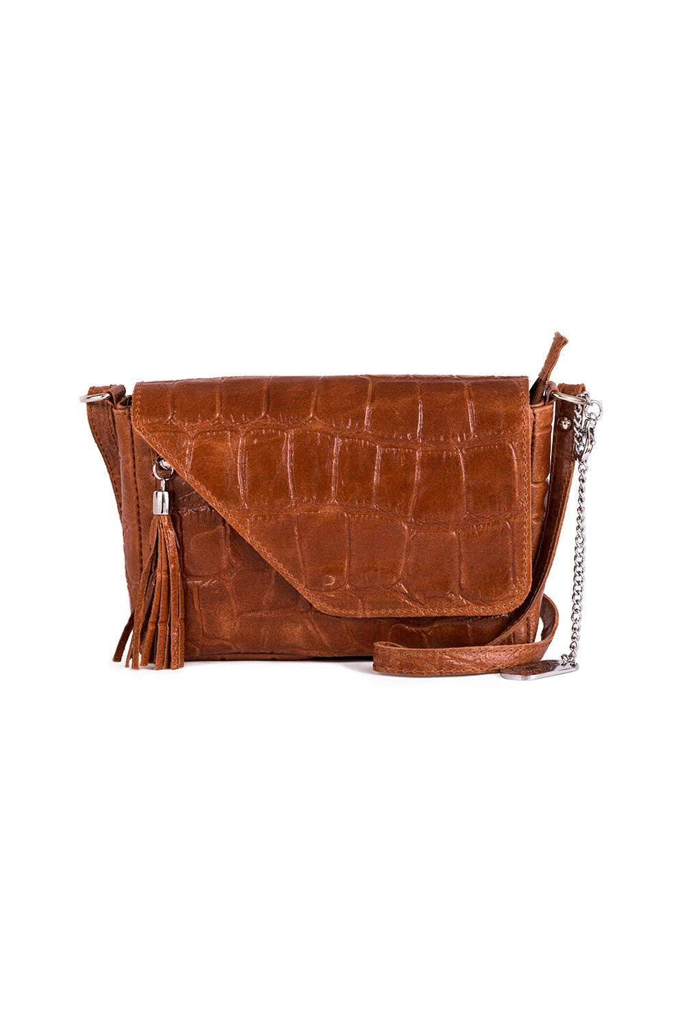 Anna Morellini, Geanta de piele cu bareta de umar si aspect de piele de crocodil Gianna, Maro