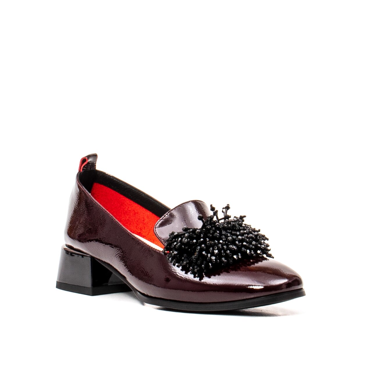 Pantofi casual dama, piele naturala lacuita, J7H551 B 9775, Bordo inchis