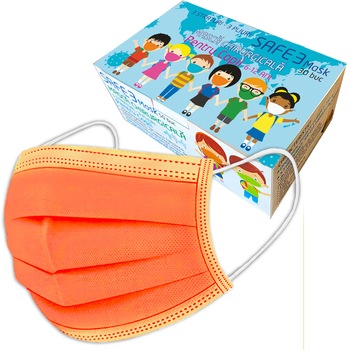Masca chirurgicala copii , 3 straturi, 3 pliuri, set 30 bucati, Protectie BFE>98%, Tip II, Portocaliu Masca chirurgicala copii , 3 straturi, 3 pliuri, set 30 bucati, Protectie BFE>98%, Tip II, Portocaliu