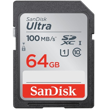 Card de memorie SanDisk SDXC Ultra, 100 MB/s, 64 GB Card de memorie SanDisk SDXC Ultra, 100 MB/s, 64 GB