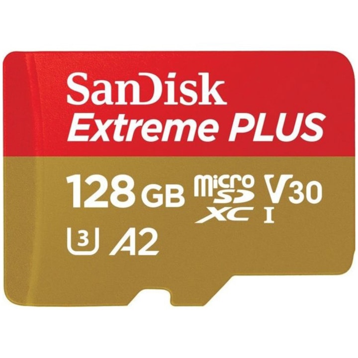 Карта памет SanDisk Extreme PLUS microSDXC, 128GB, RescuePRO Deluxe 170MB/s A2 C10 V30 UHS-I U3, SD адаптер
