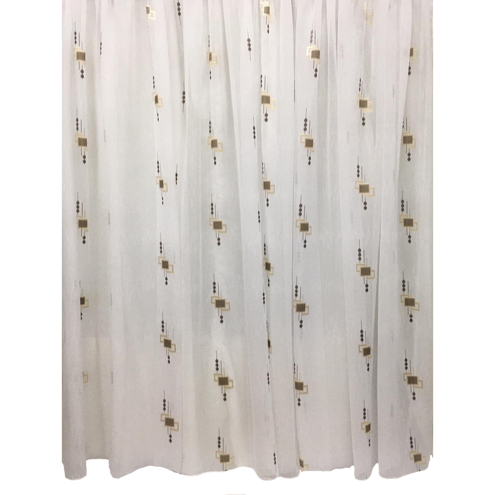 Perdea ivoire 1000x245cm cu broderie caro maro, cu rejansa by Liz Line - RD15110