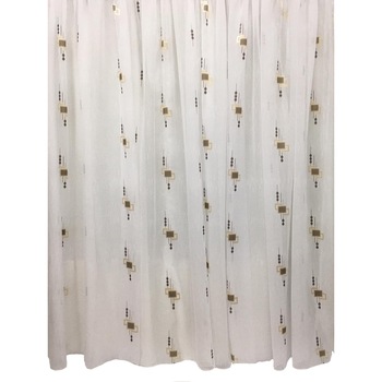 Perdea ivoire 1000x245cm cu broderie caro maro, cu rejansa by Liz Line - RD15110 Perdea ivoire 1000x245cm cu broderie caro maro, cu rejansa by Liz Line - RD15110