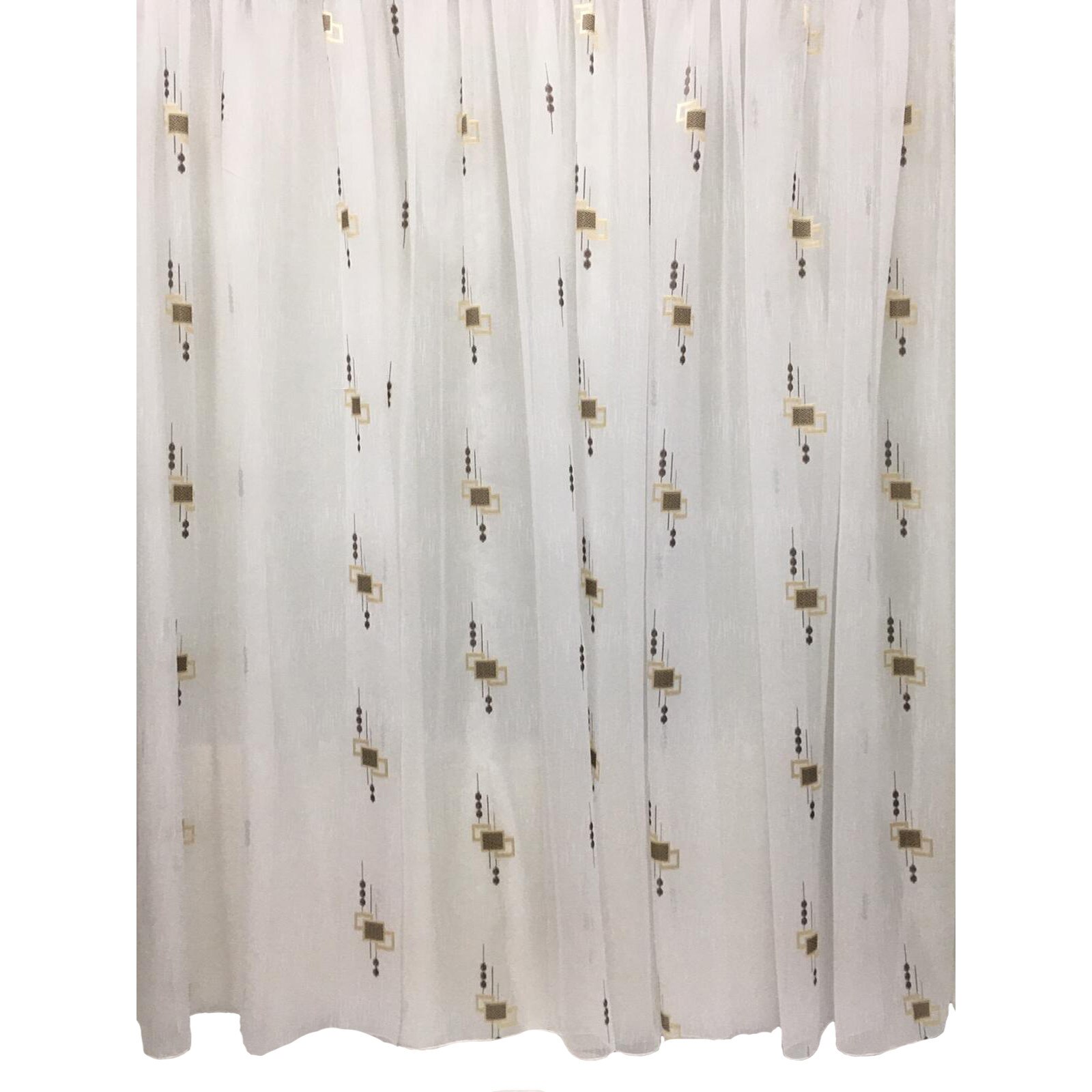 Perdea ivoire 800x245cm cu broderie caro maro, cu rejansa by Liz Line - RD1518