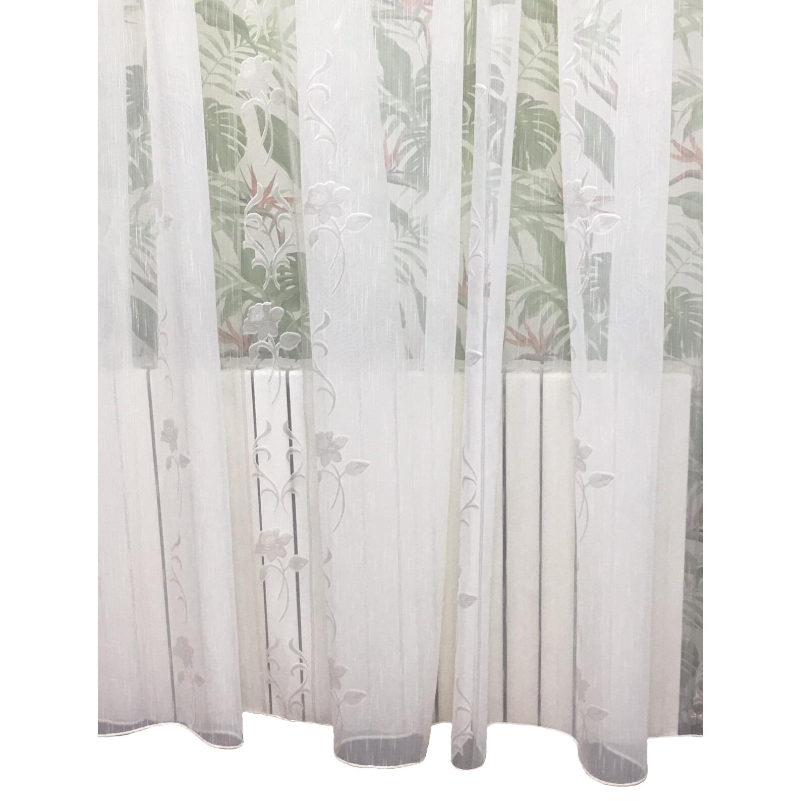 Perdea ivoire 200x245cm cu broderie trandafir alb, cu rejansa by Liz Line - RD1502