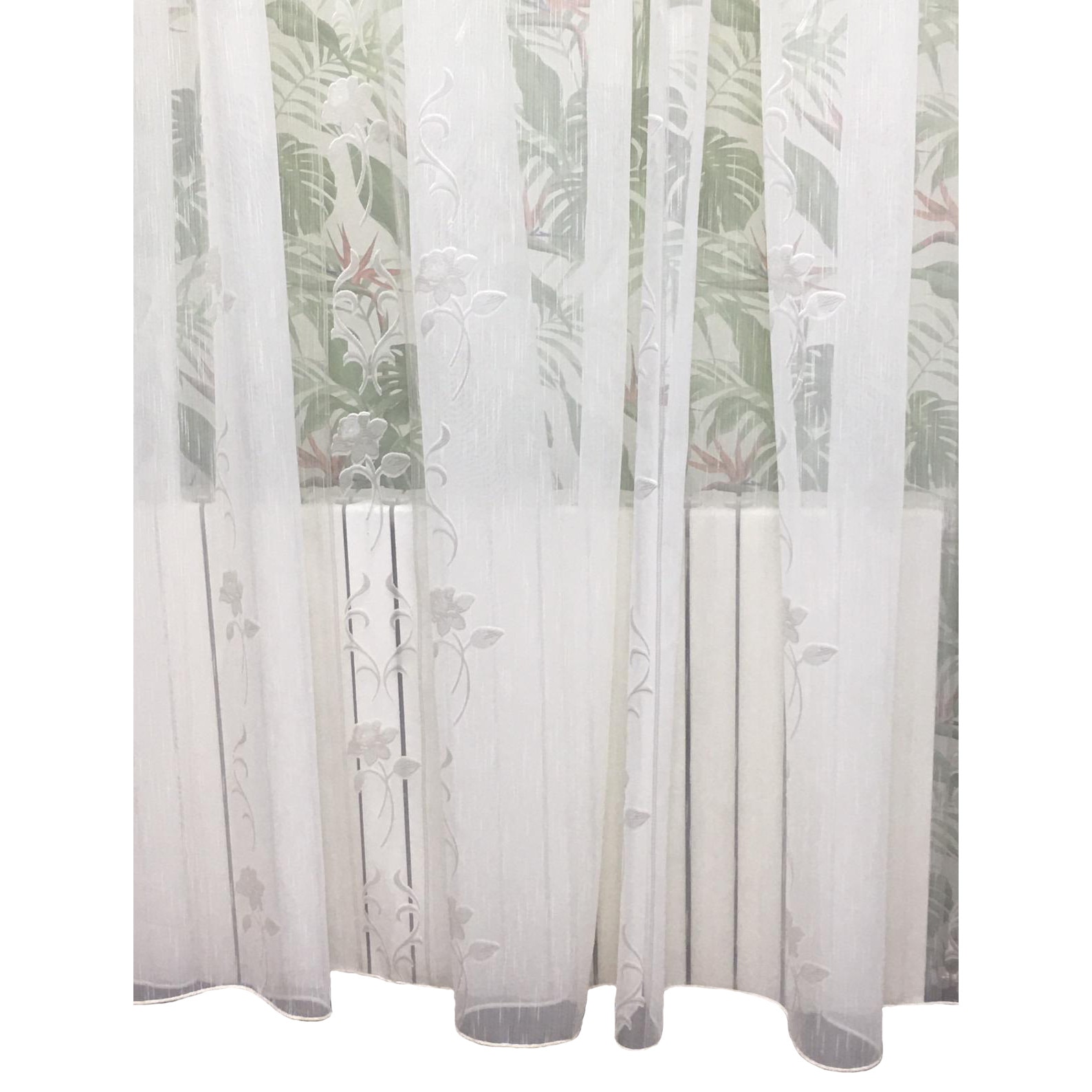 Perdea ivoire 300x245cm cu broderie trandafir alb, cu rejansa by Liz Line - RD1503