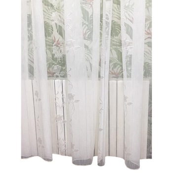 Perdea ivoire 400x245cm cu broderie trandafir alb, cu rejansa by Liz Line - RD1504 Perdea ivoire 400x245cm cu broderie trandafir alb, cu rejansa by Liz Line - RD1504