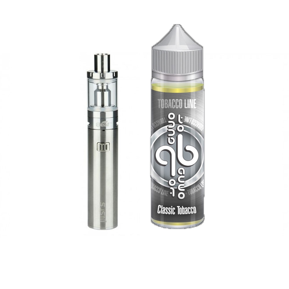 Set Tigara Electronica de mare putere, Eleaf iJust S, 3000 mAh, 4ml, Argintiu + Lichid Classic Tobacco QB Mix Line 0 mg, 50 ml