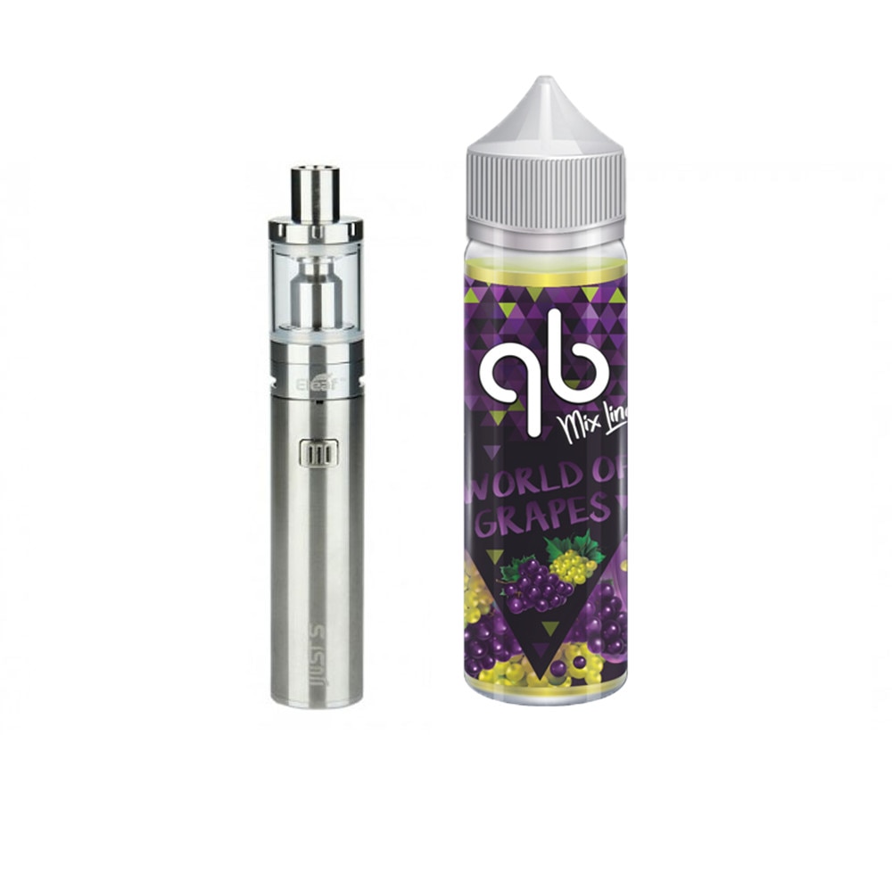 Set Tigara Electronica de mare putere, Eleaf iJust S, 3000 mAh, 4ml, Argintiu + Lichid World of Grapes QB Mix Line 0 mg, 50 ml