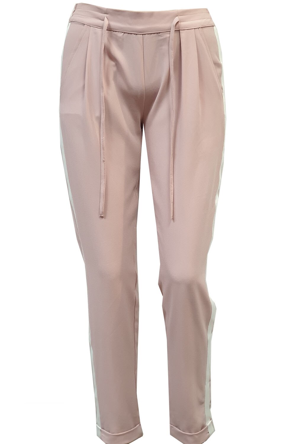 Pantaloni casual Tally Weijl,roz cu dunga alba pe lateral,36