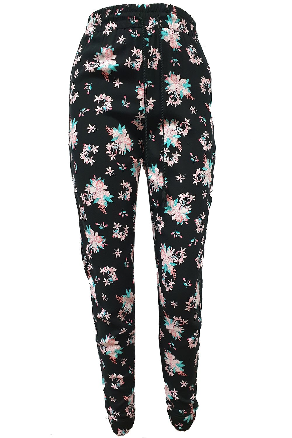 Pantaloni dama Tally Weijl,negru cu imprimeu floral,34