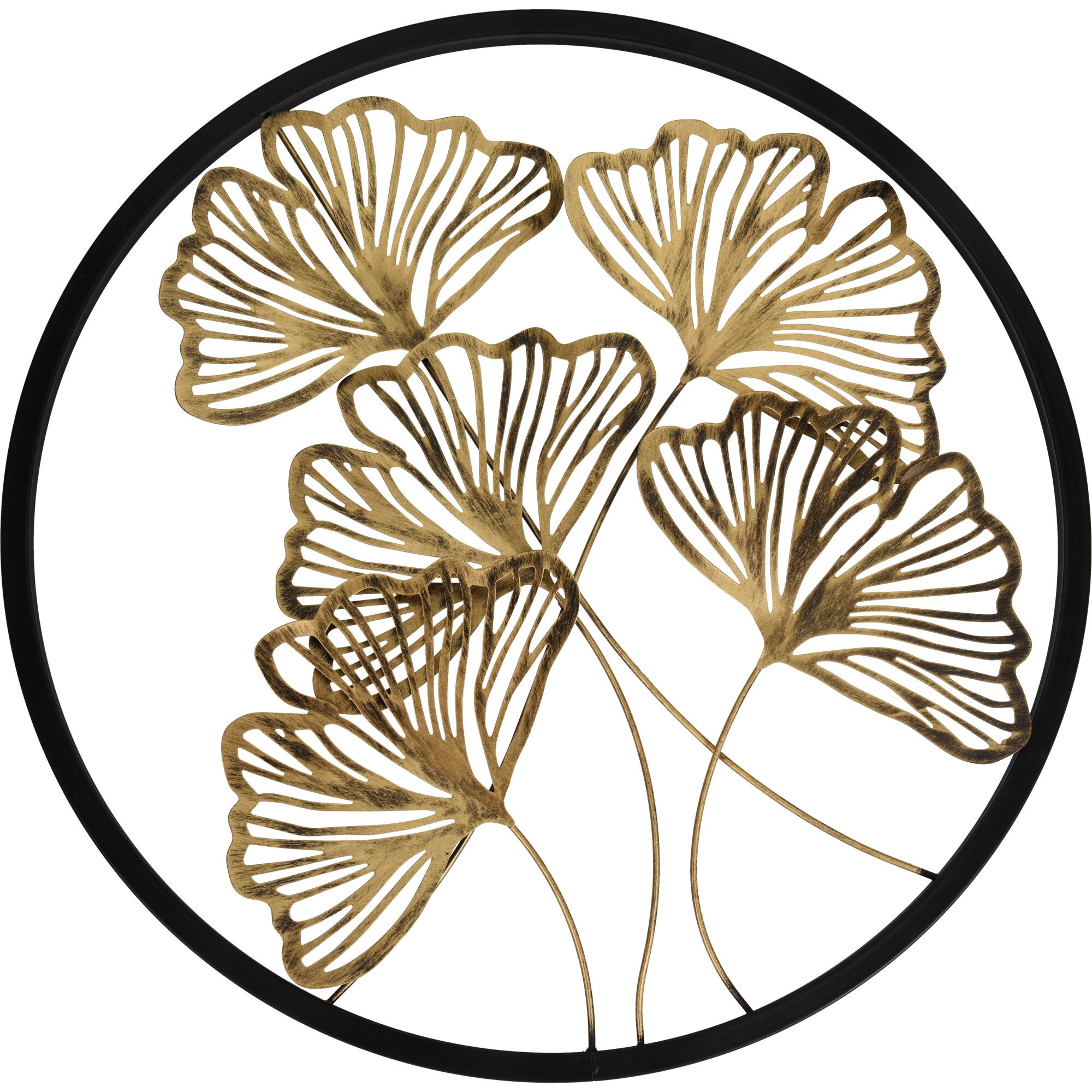 Decoratiune de perete, metalica, frunze, 73 cm