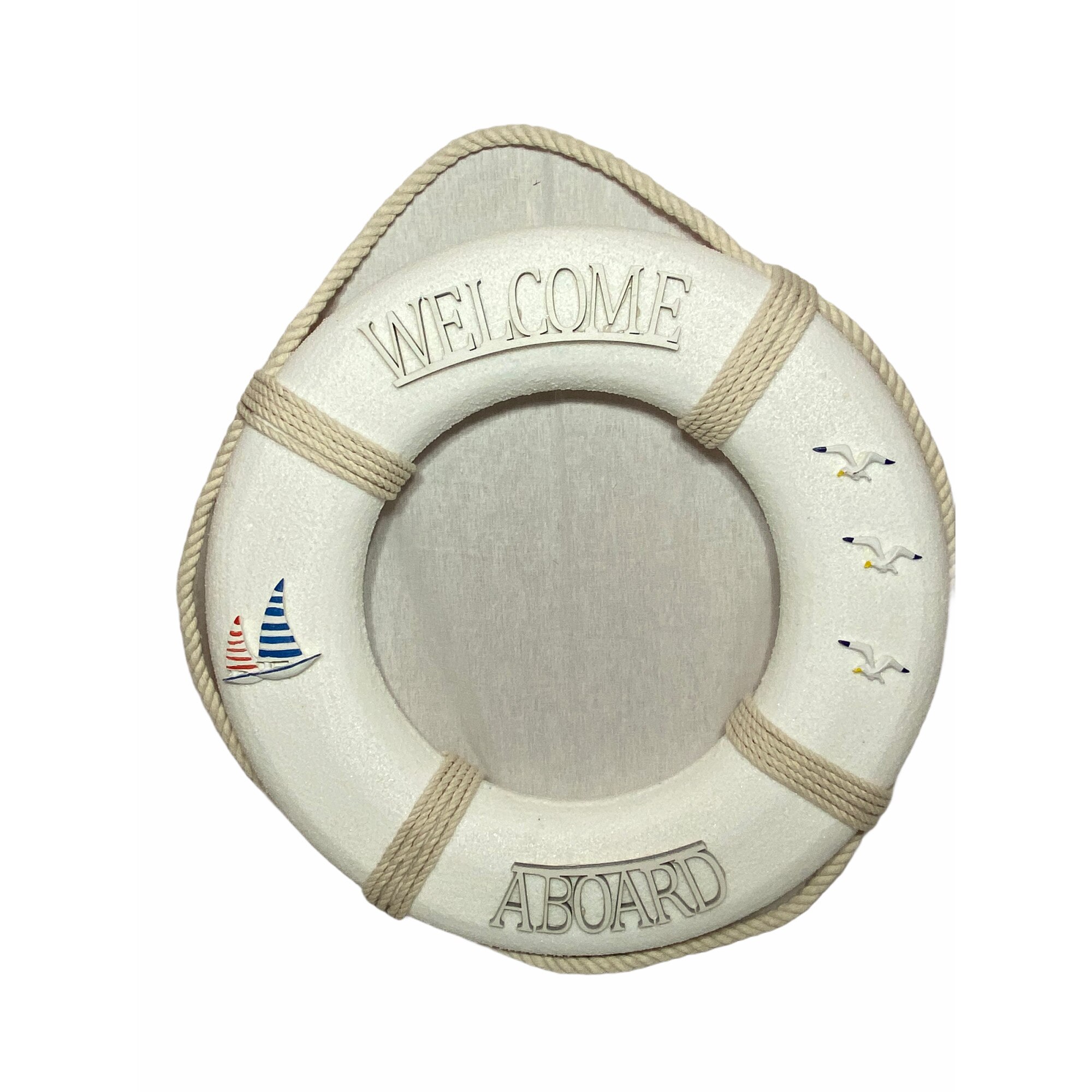 Decoratiune Atelier colac Welcome, Polistiren, Alb, 40 cm