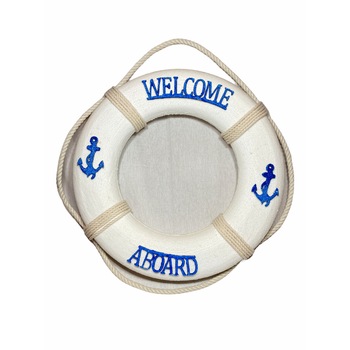 Decoratiune Atelier colac marinaresc Welcome, Polistiren, Alb Albastru, 40 cm Decoratiune Atelier colac marinaresc Welcome, Polistiren, Alb Albastru, 40 cm